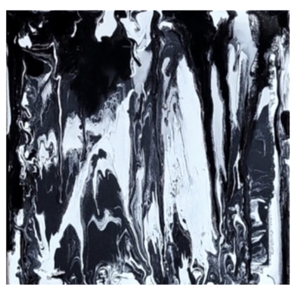 Black and White Abstract Design 12 x 12 Inches Canvas Painting - Picture 2 of 4